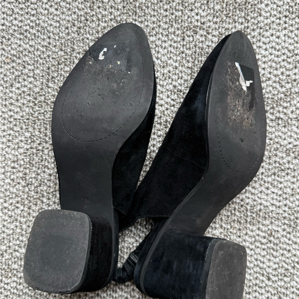Caslon Black Suede Slingback Block Heel Pumps - Picture 5 of 6